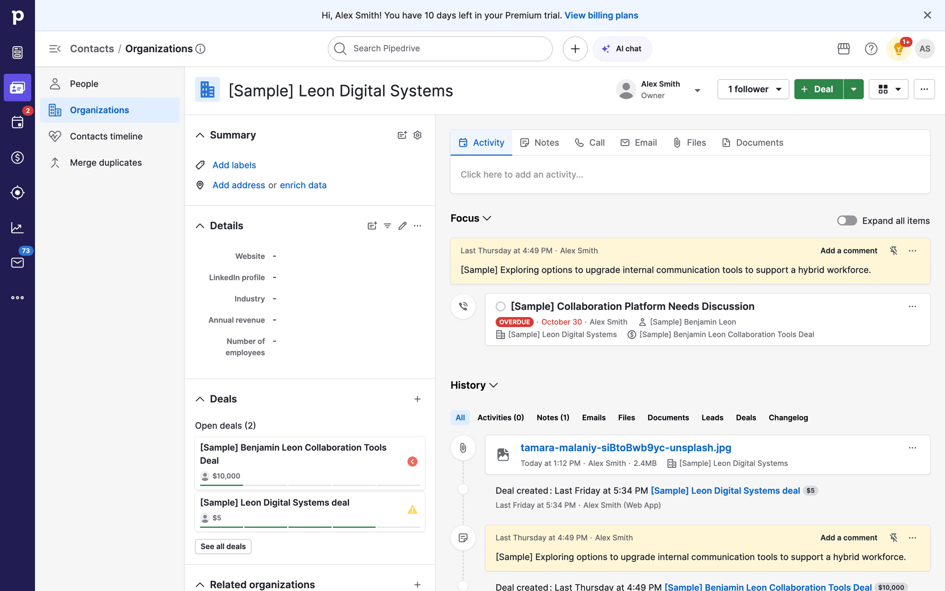 Pipedrive Web UI screenshot 6