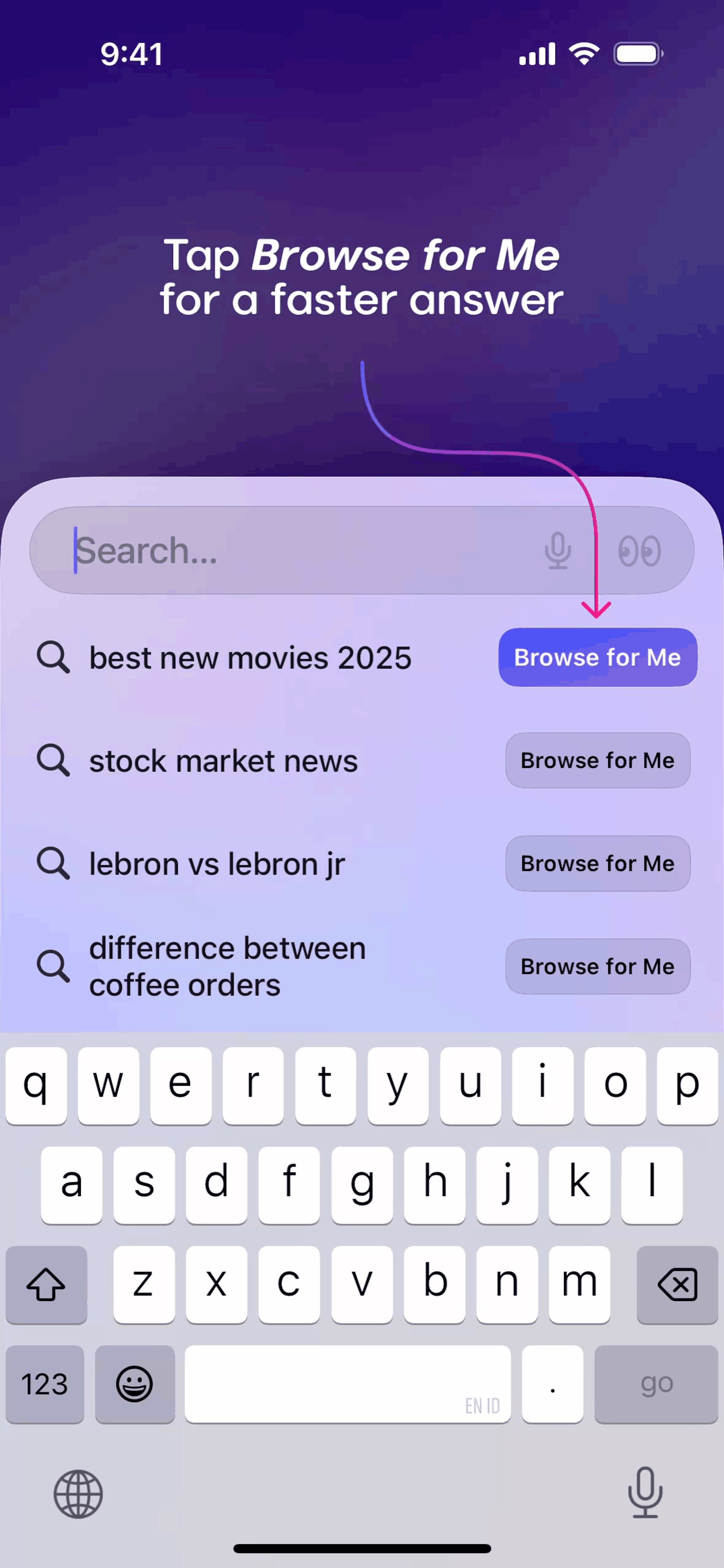 Arc Search iOS UI screenshot 1