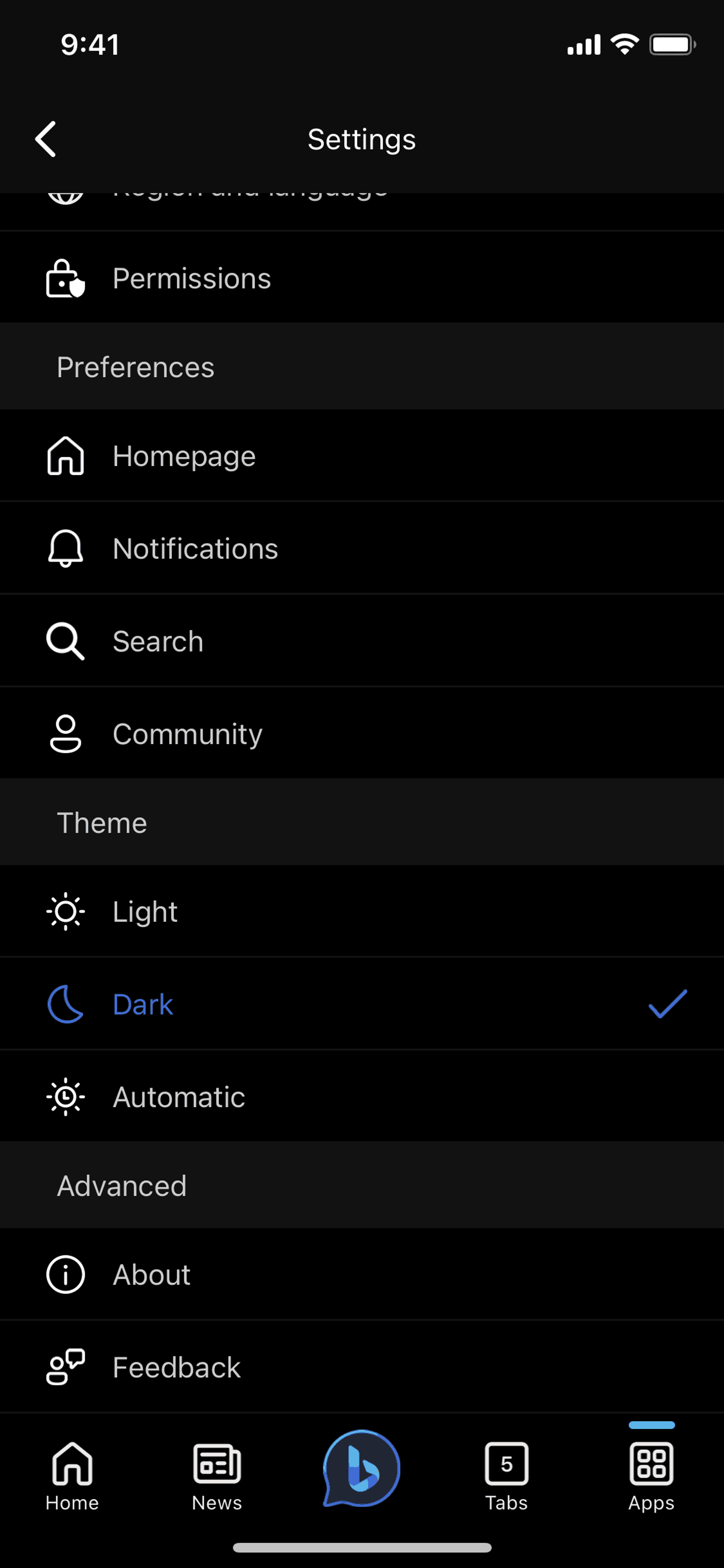 Bing iOS UI screenshot 12