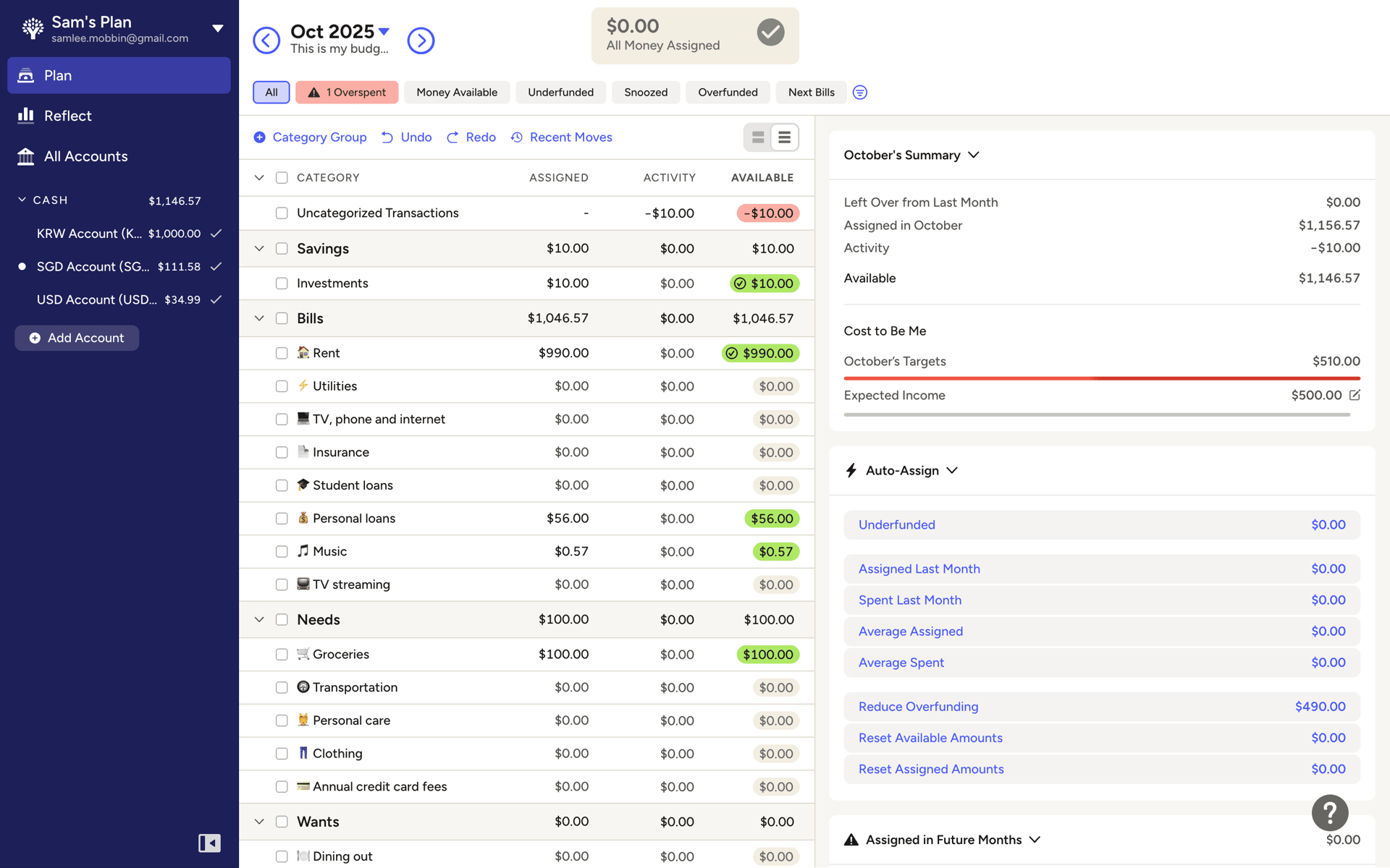 YNAB Web UI screenshot 8