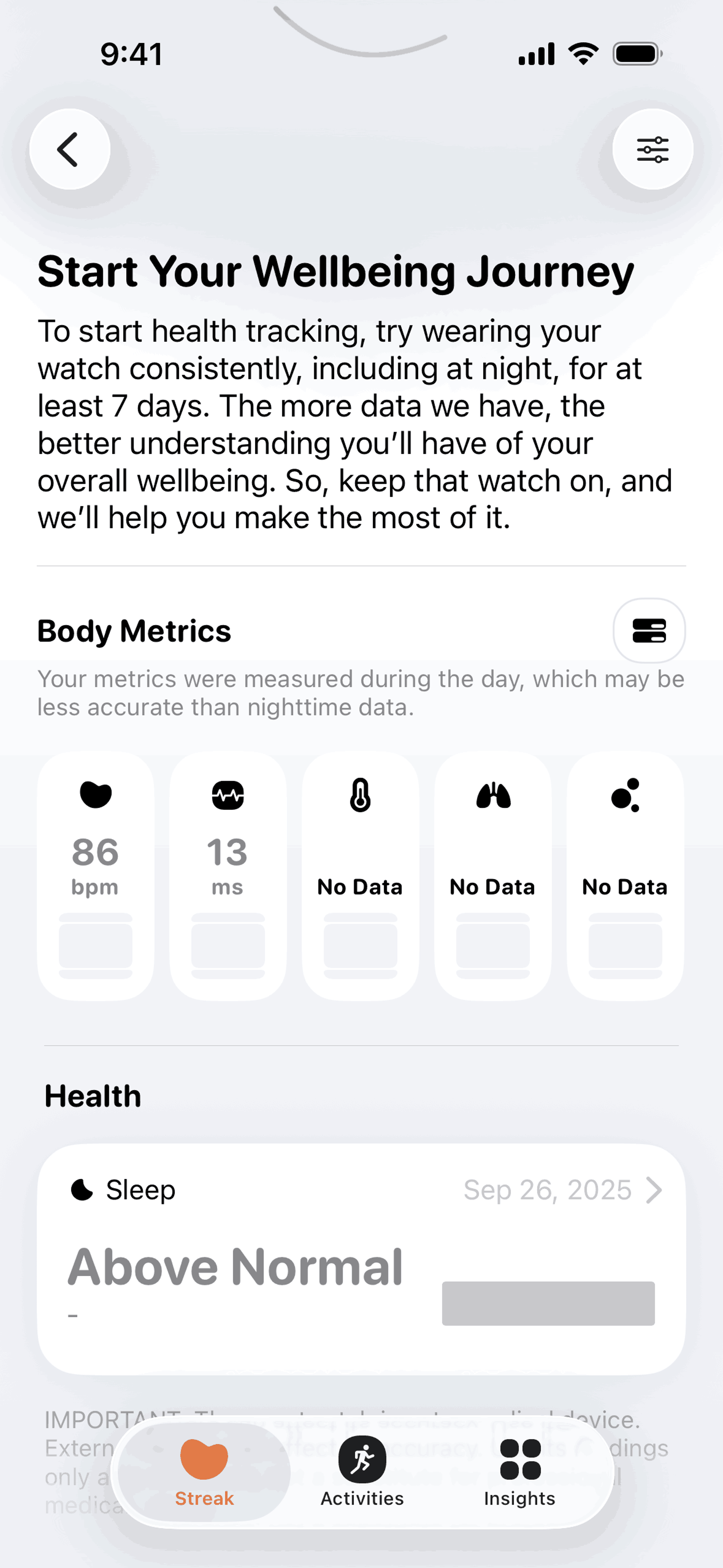 Gentler Streak iOS UI screenshot 4