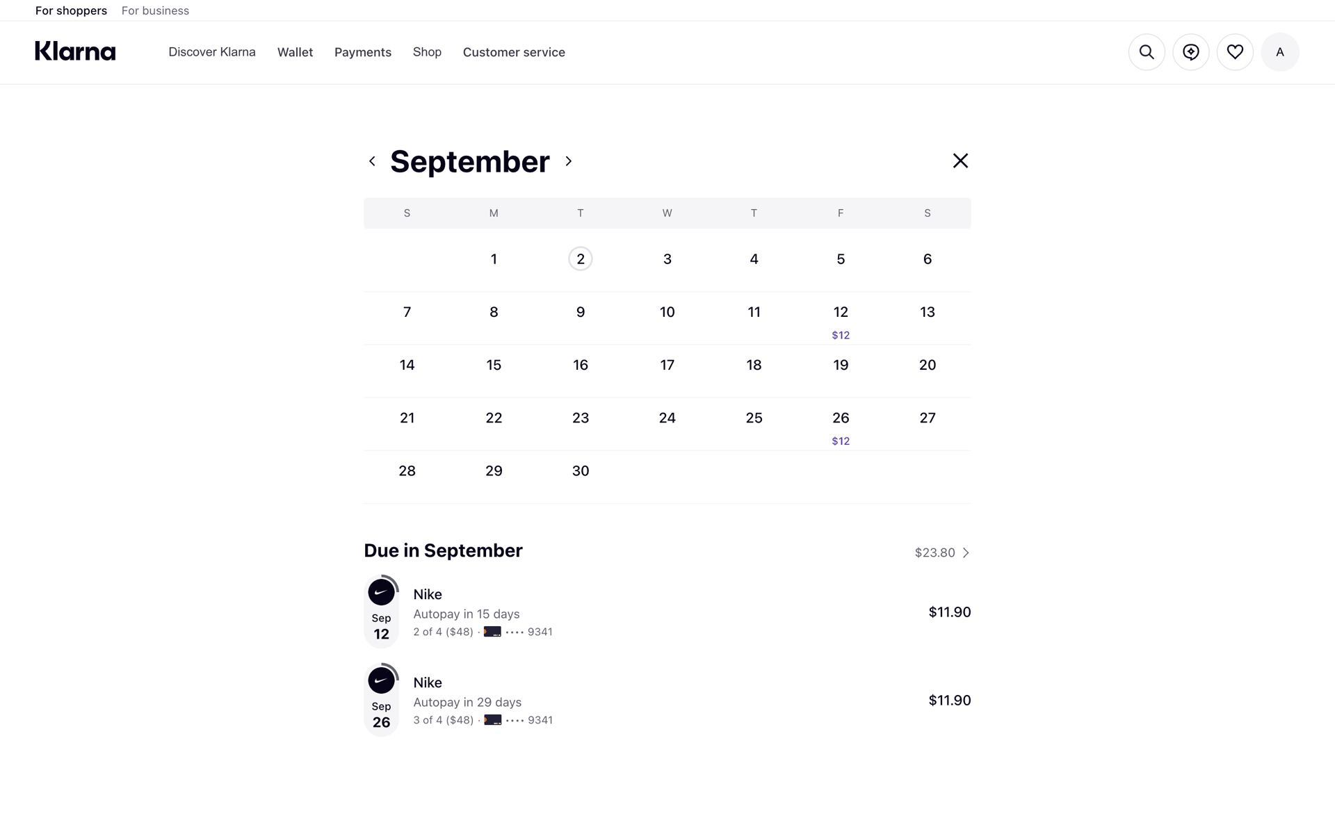 Klarna Web UI screenshot 14