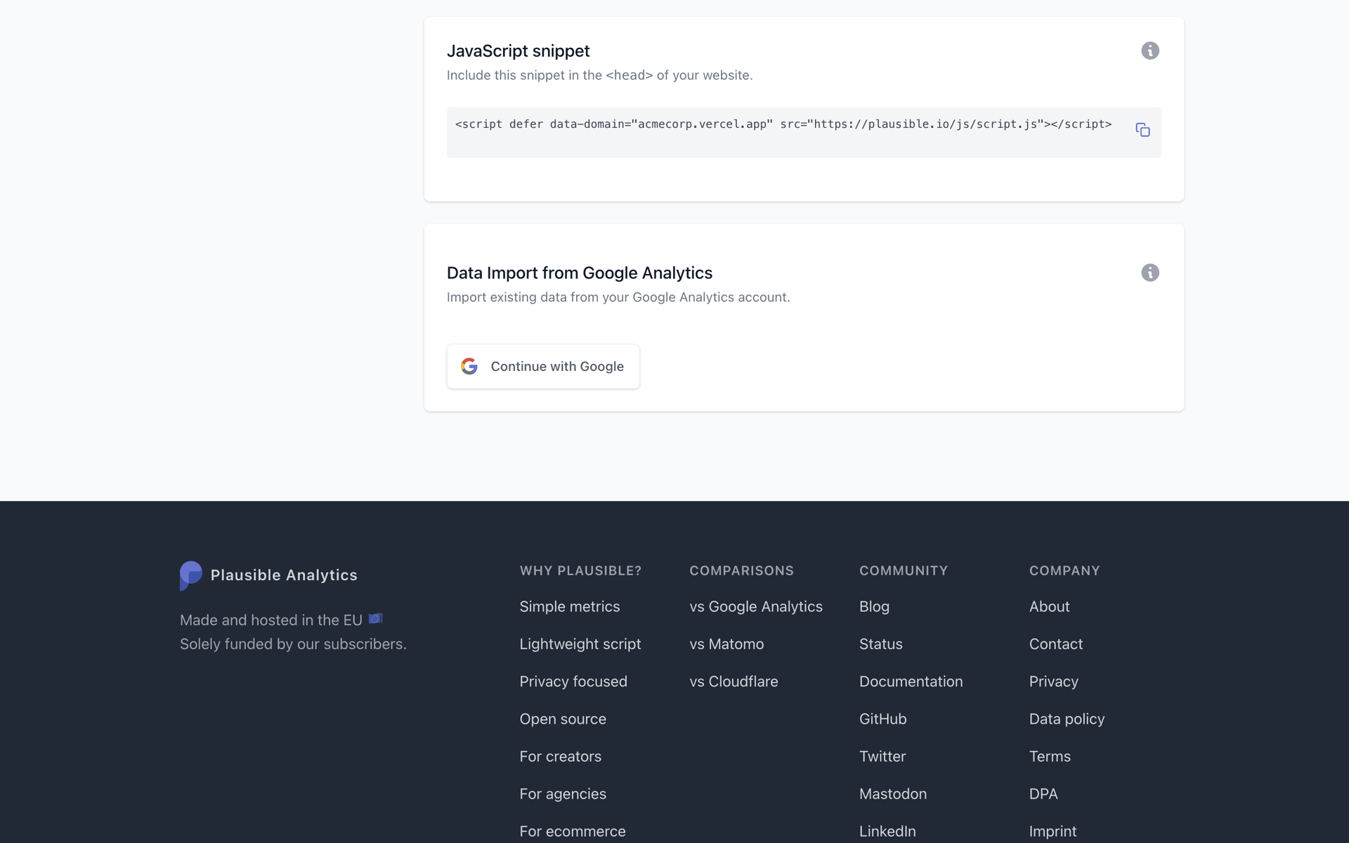 Plausible Analytics Web UI screenshot 14