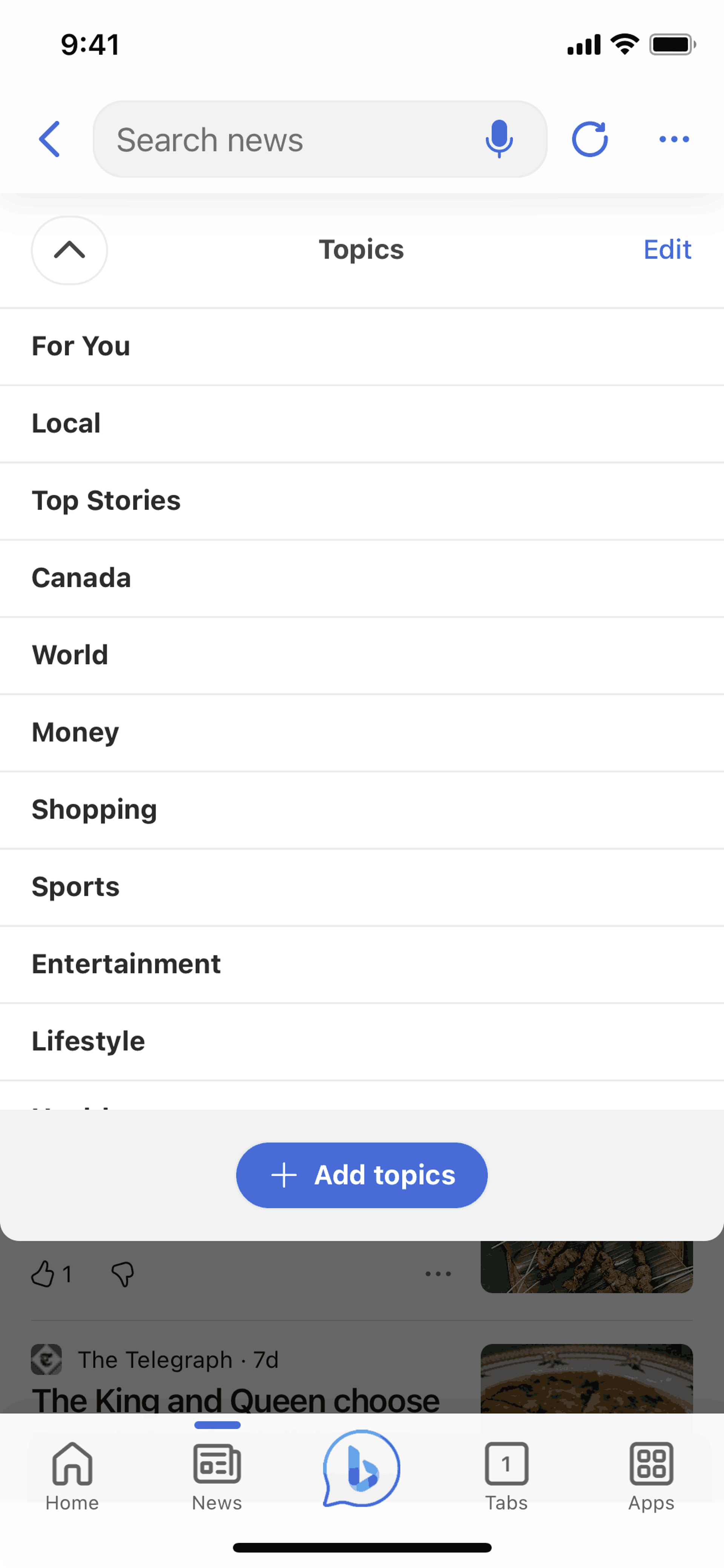Bing iOS UI screenshot 13