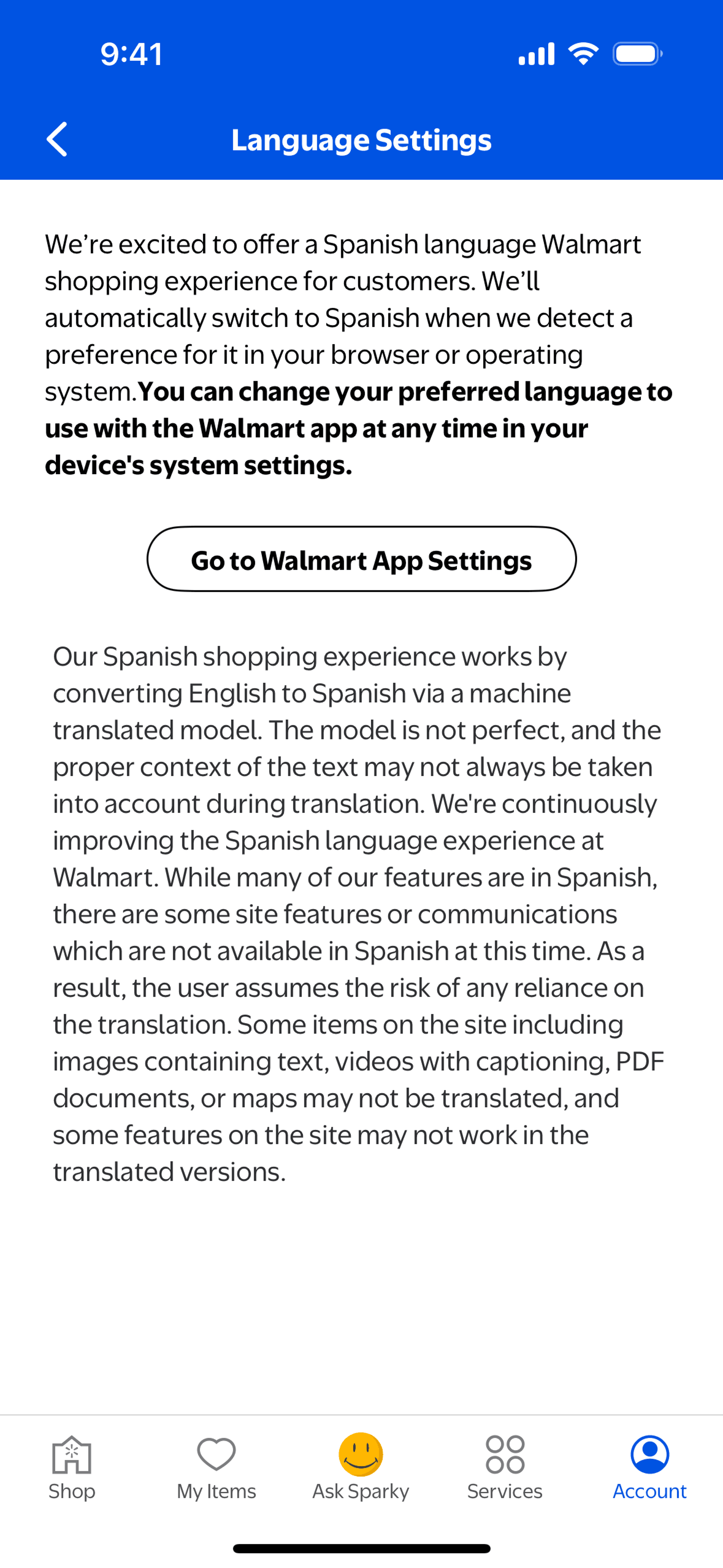 Walmart iOS UI screenshot 4