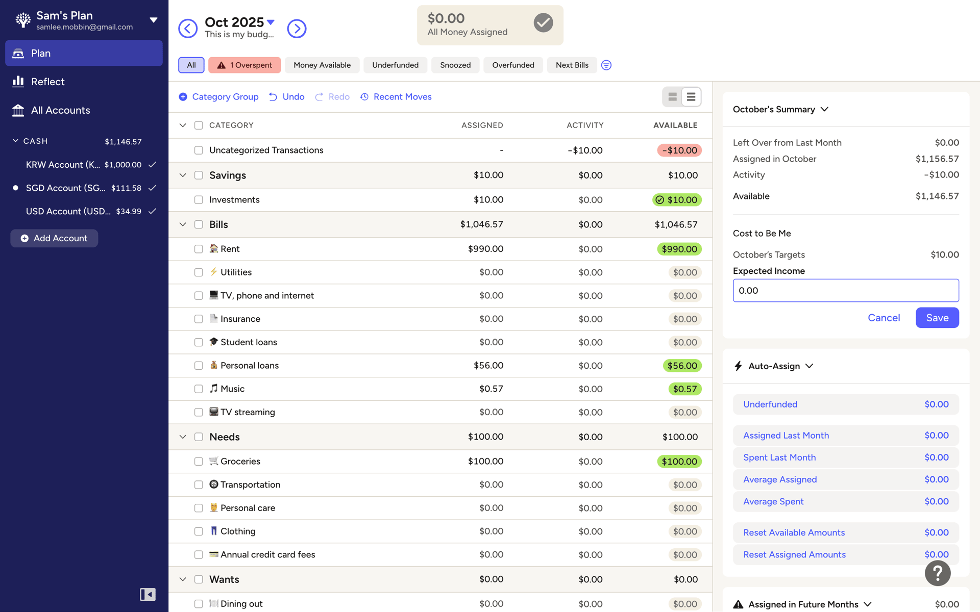 YNAB Web UI screenshot 18
