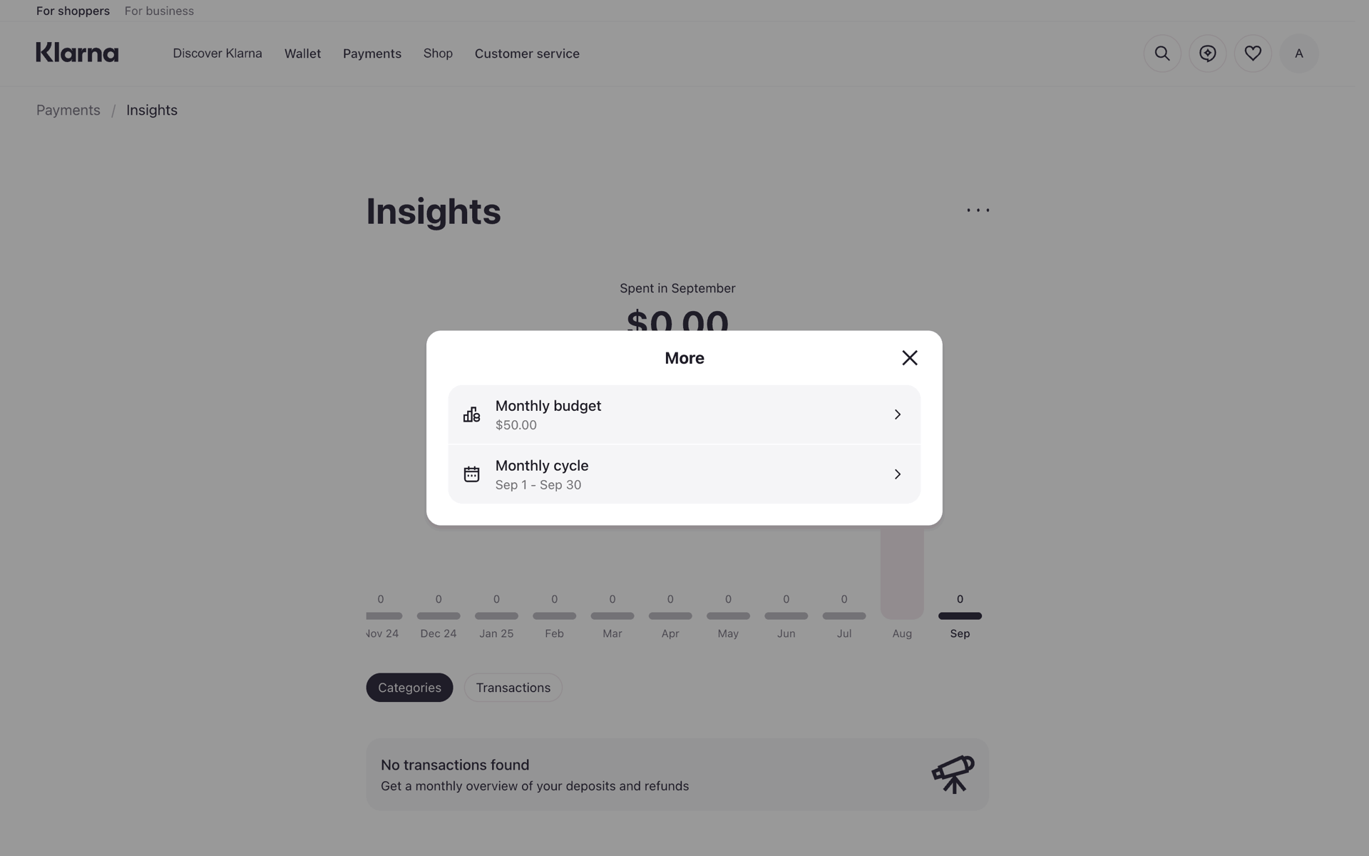 Klarna Web UI screenshot 8