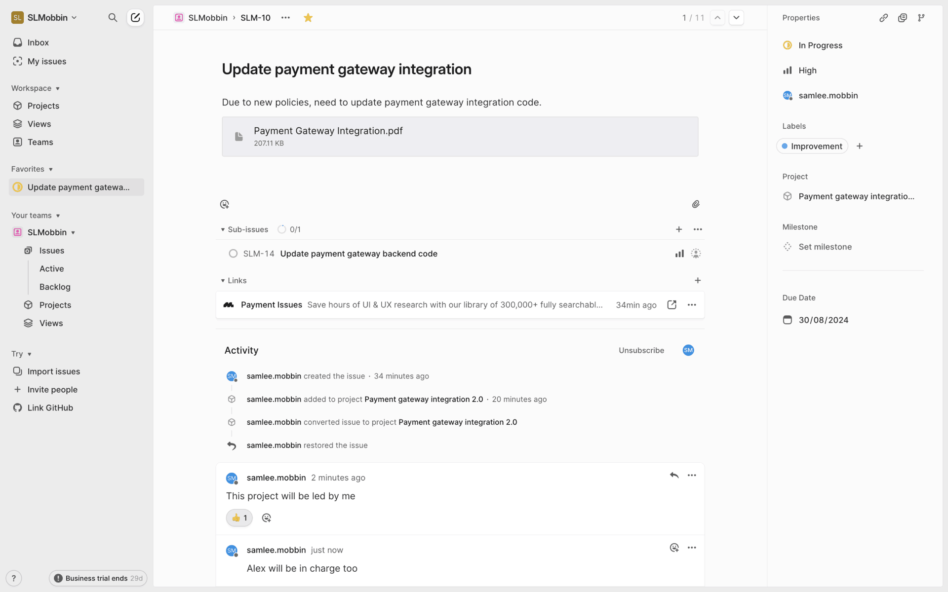 Linear Web UI screenshot 18