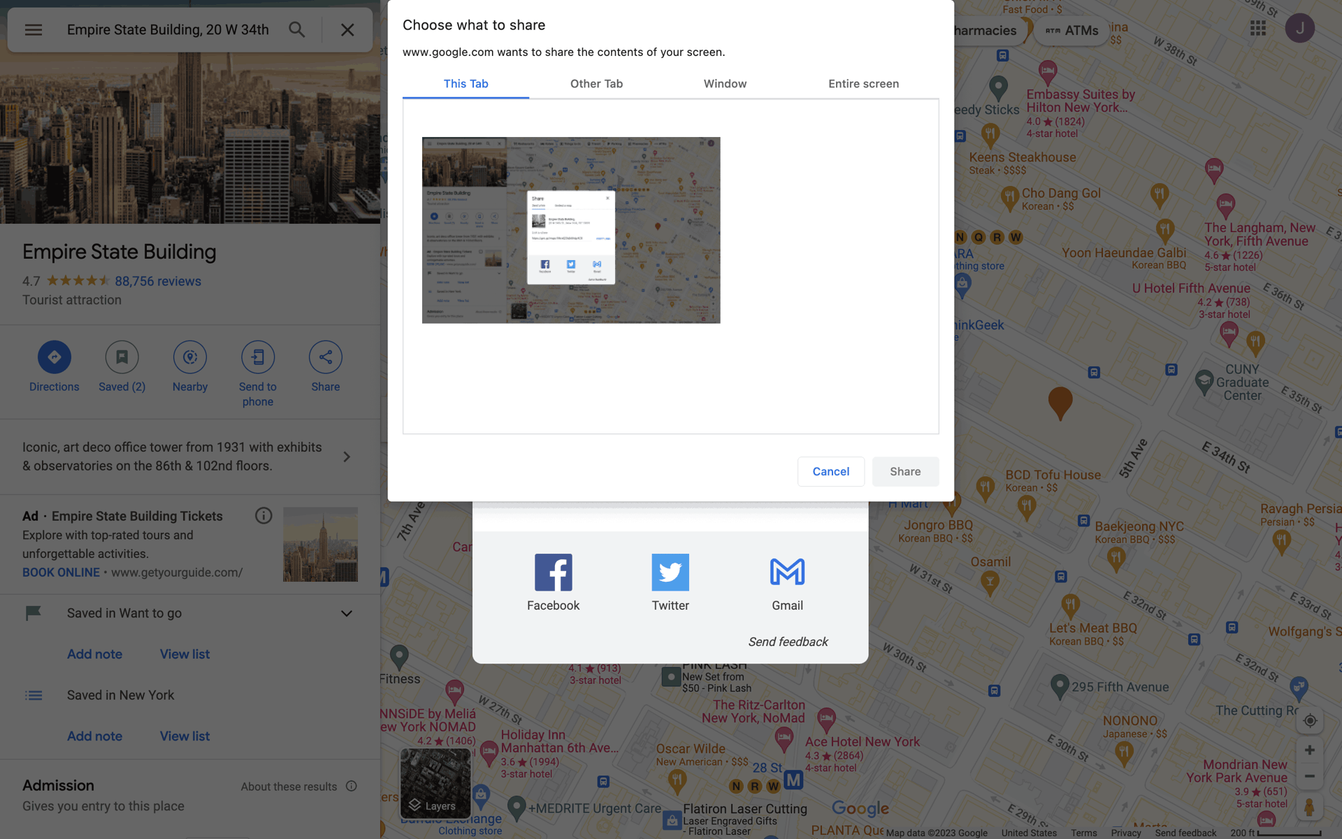 Google Maps Web UI screenshot 12