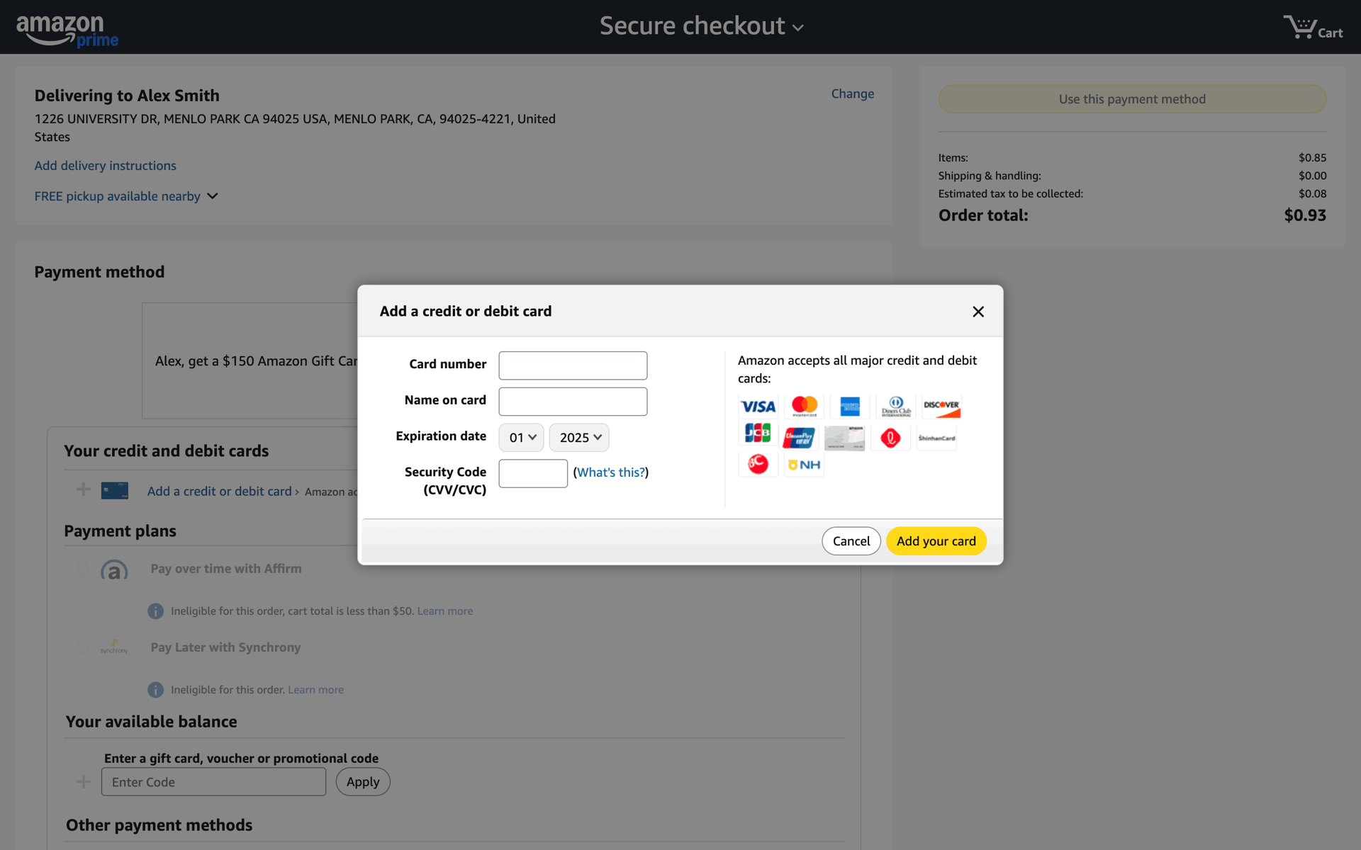 Amazon Web UI screenshot 5