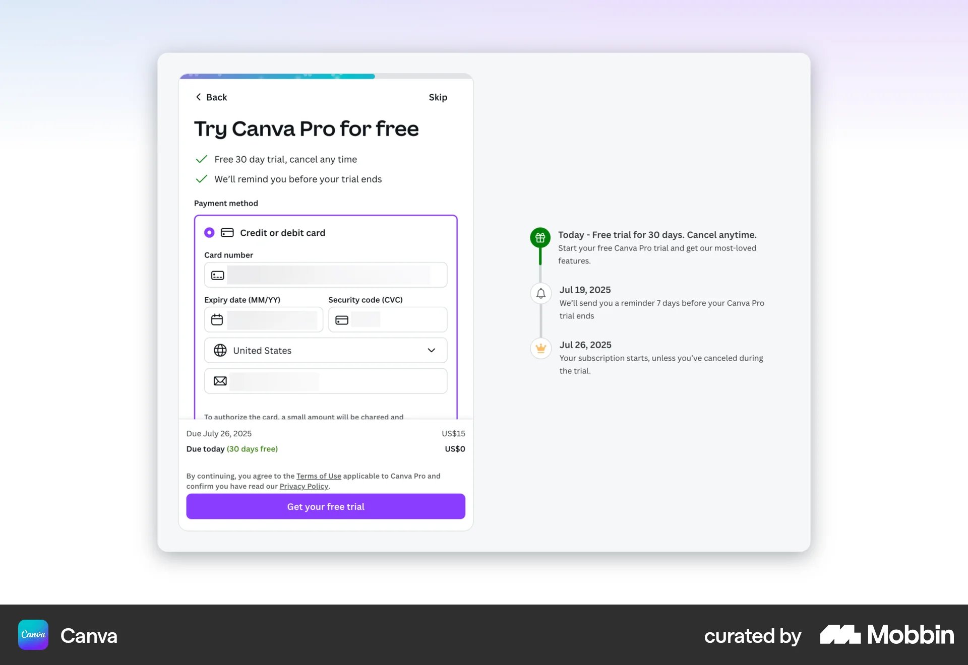 Onboarding on Canva (web) screen 15
