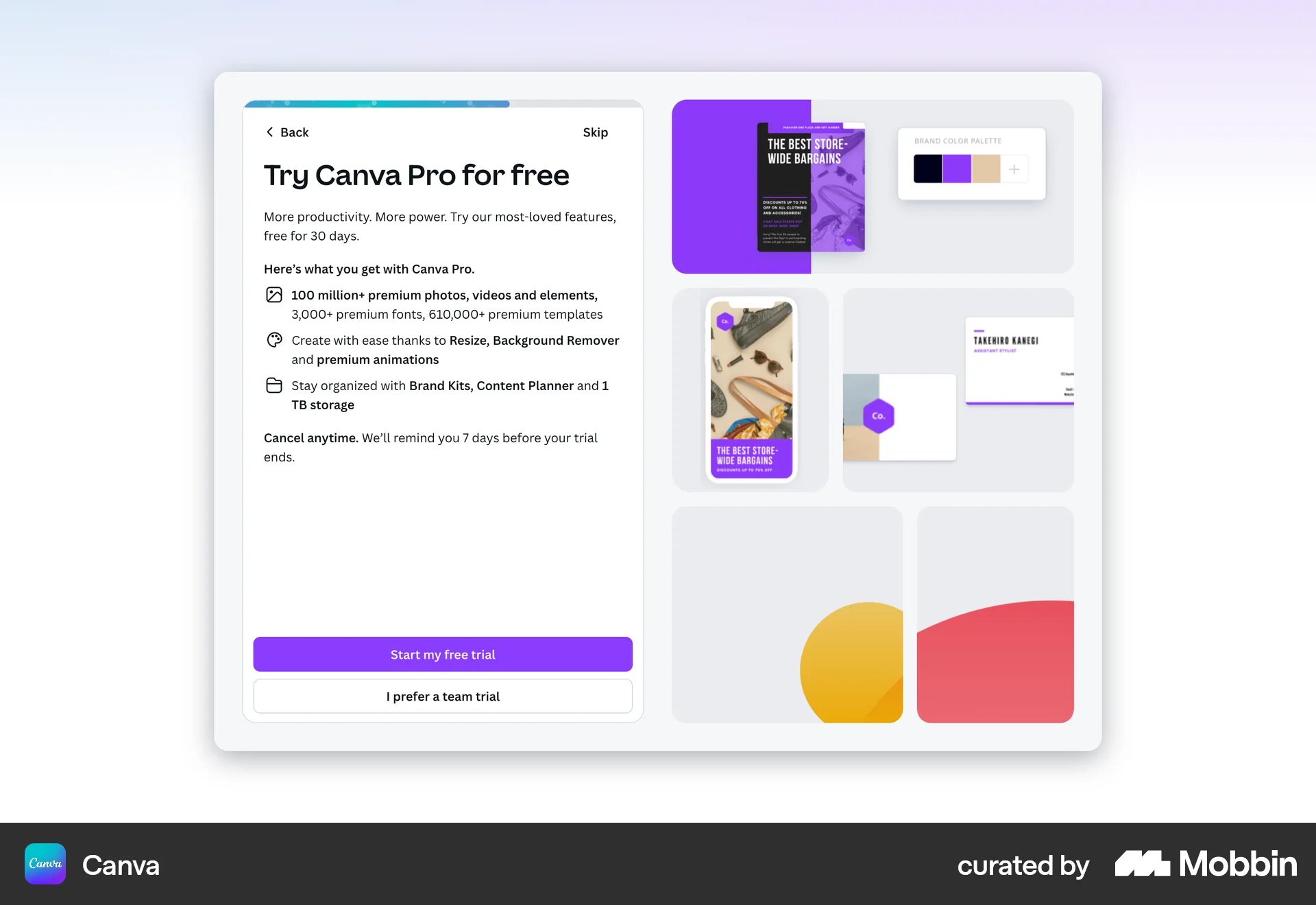 Onboarding on Canva (web) screen 11