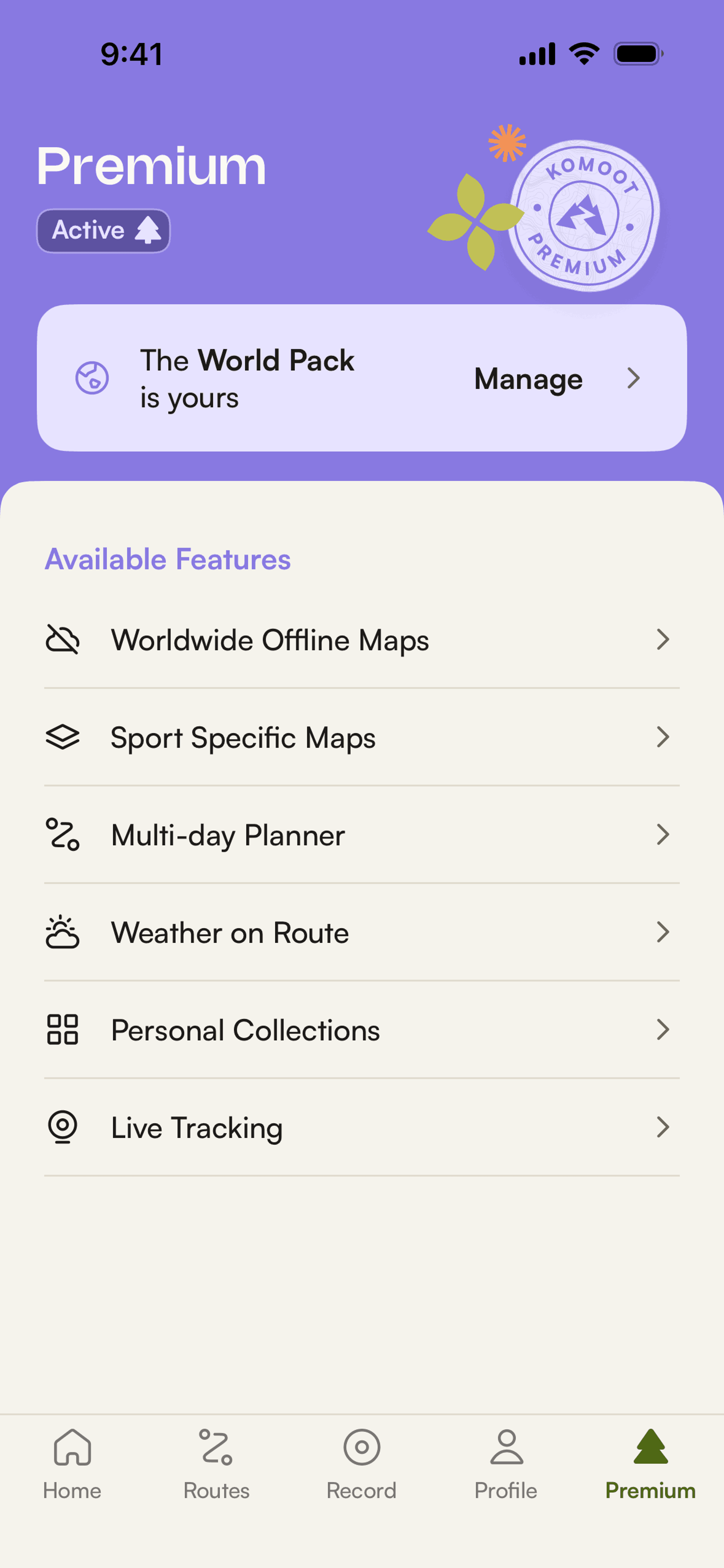 komoot iOS UI screenshot 9