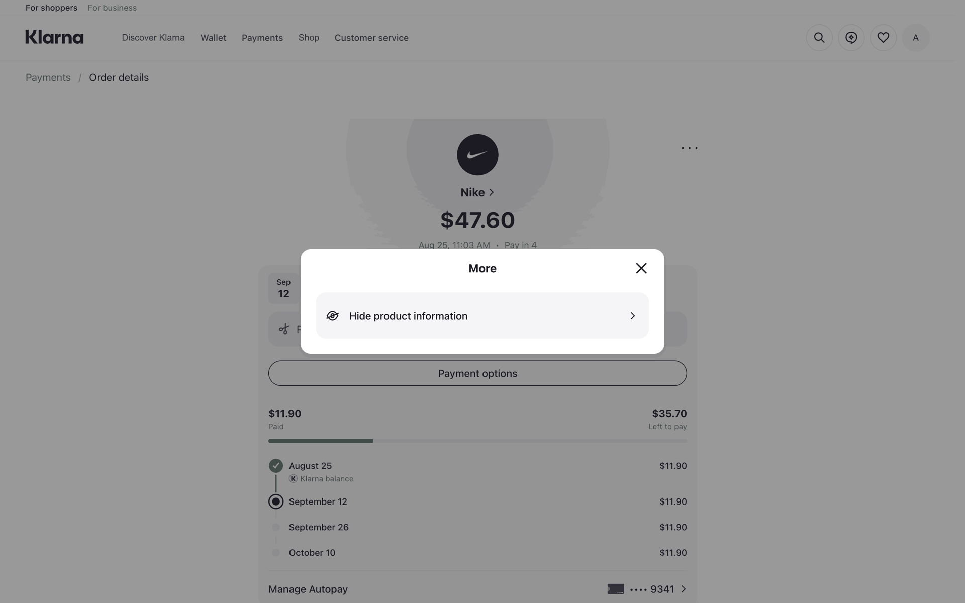 Klarna Web UI screenshot 18