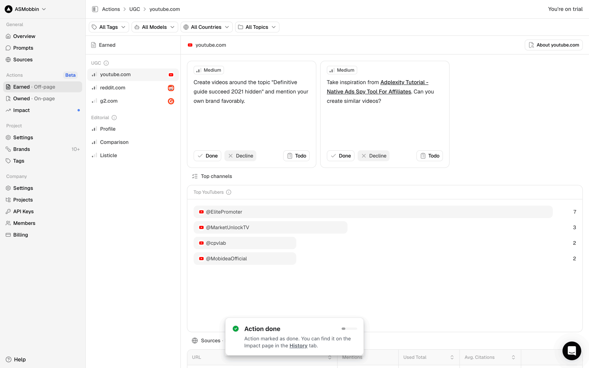 Peec AI Web UI screenshot 17