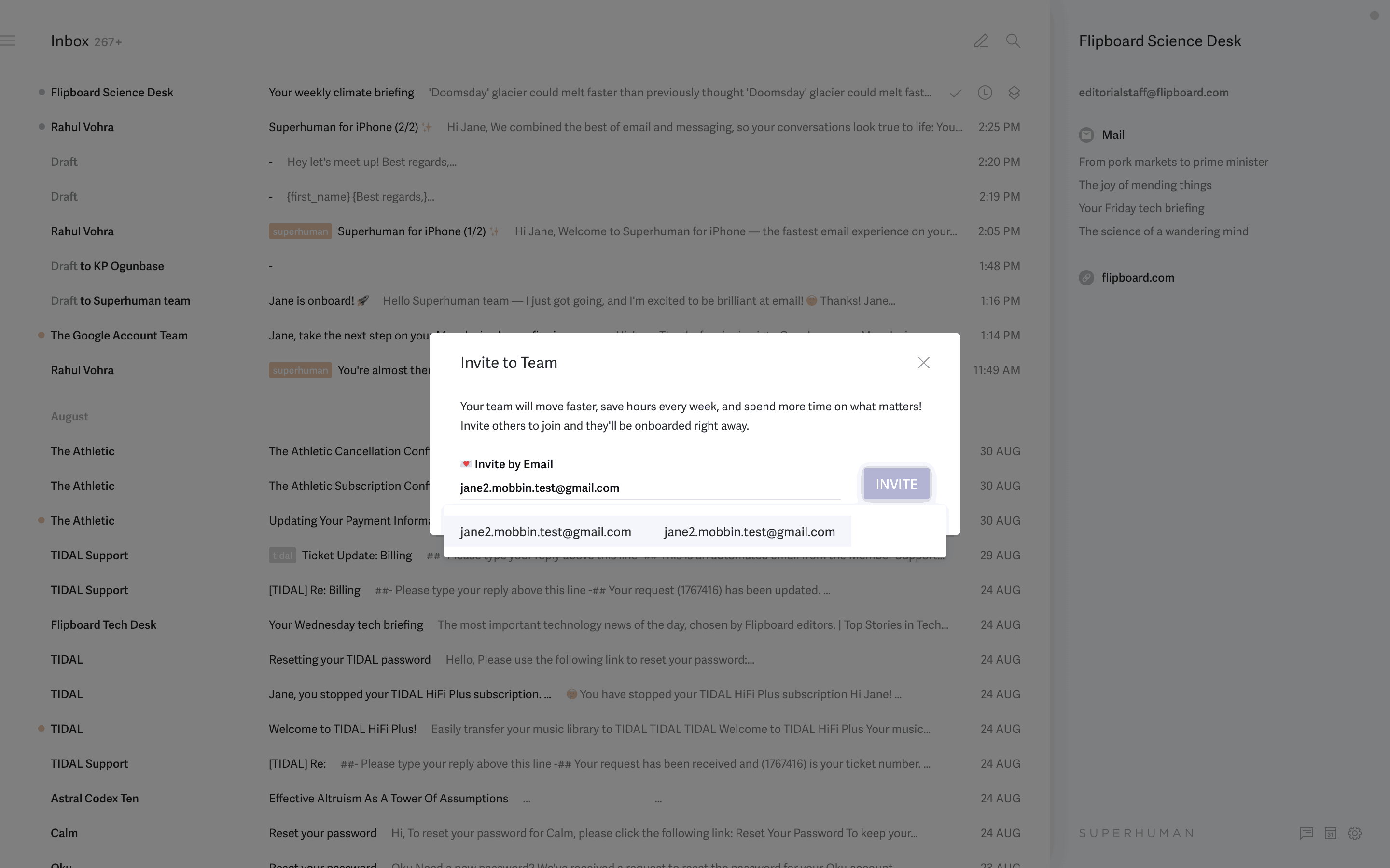 Superhuman web app email composer design — fast productivity UI