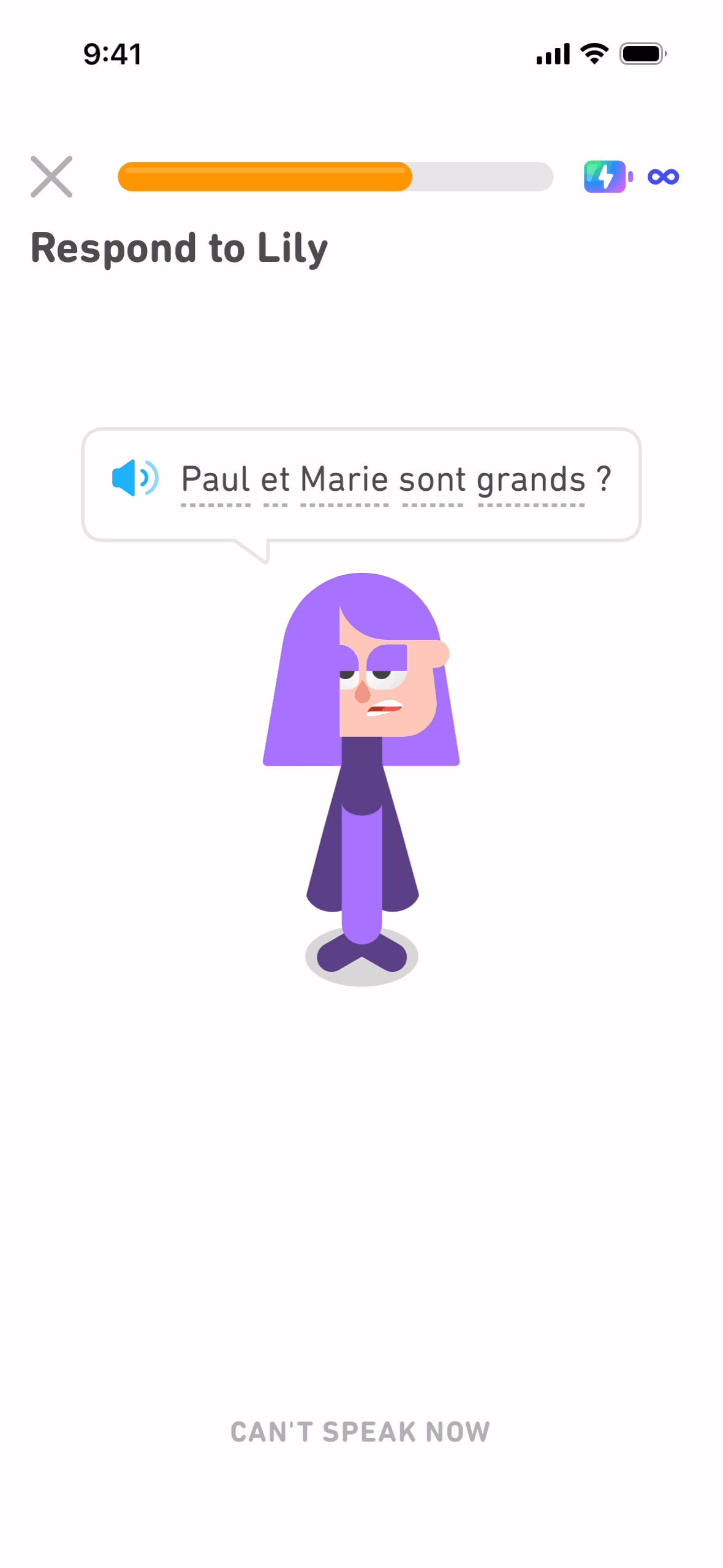 Duolingo iOS onboarding flow — gamified goal-setting screen design