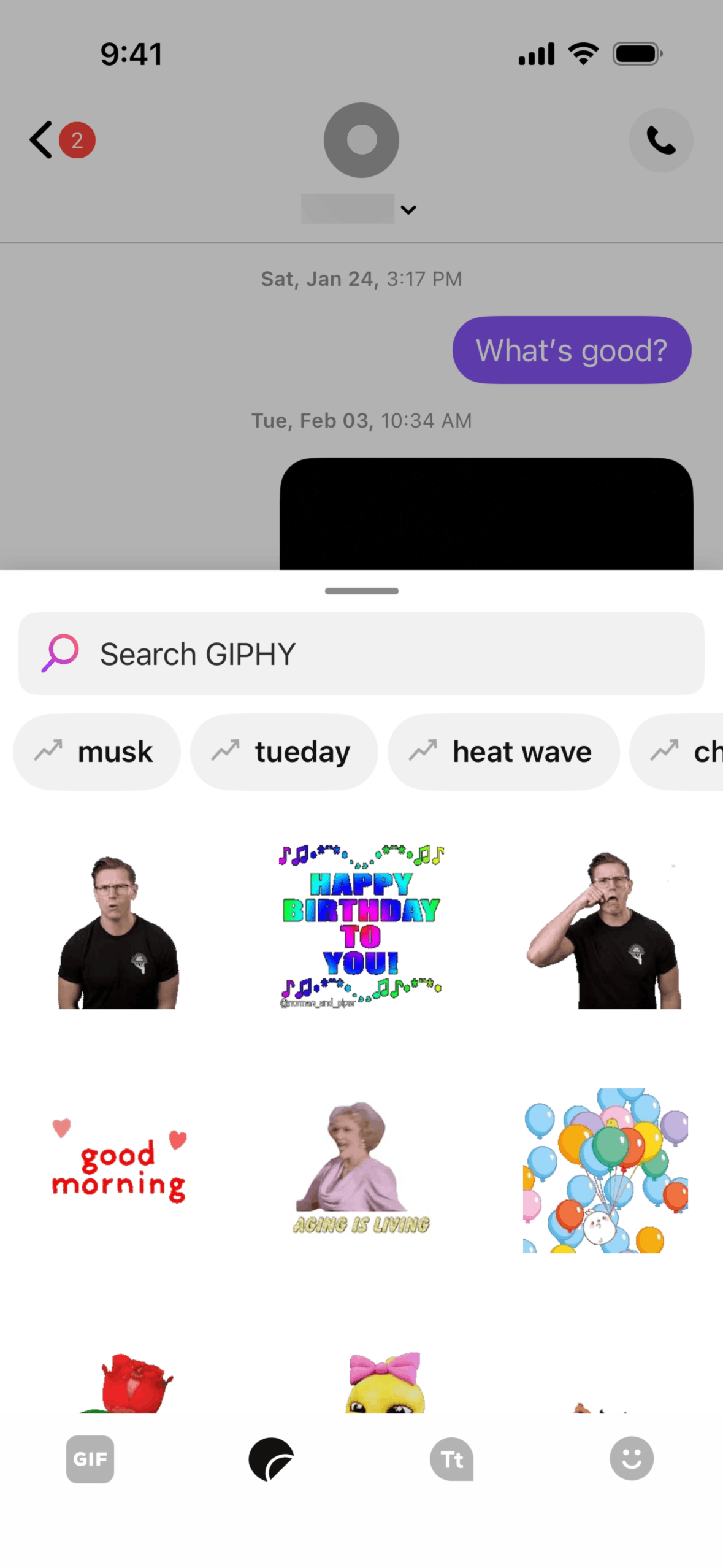 TextNow iOS app home screen UI — free texting and calling interface