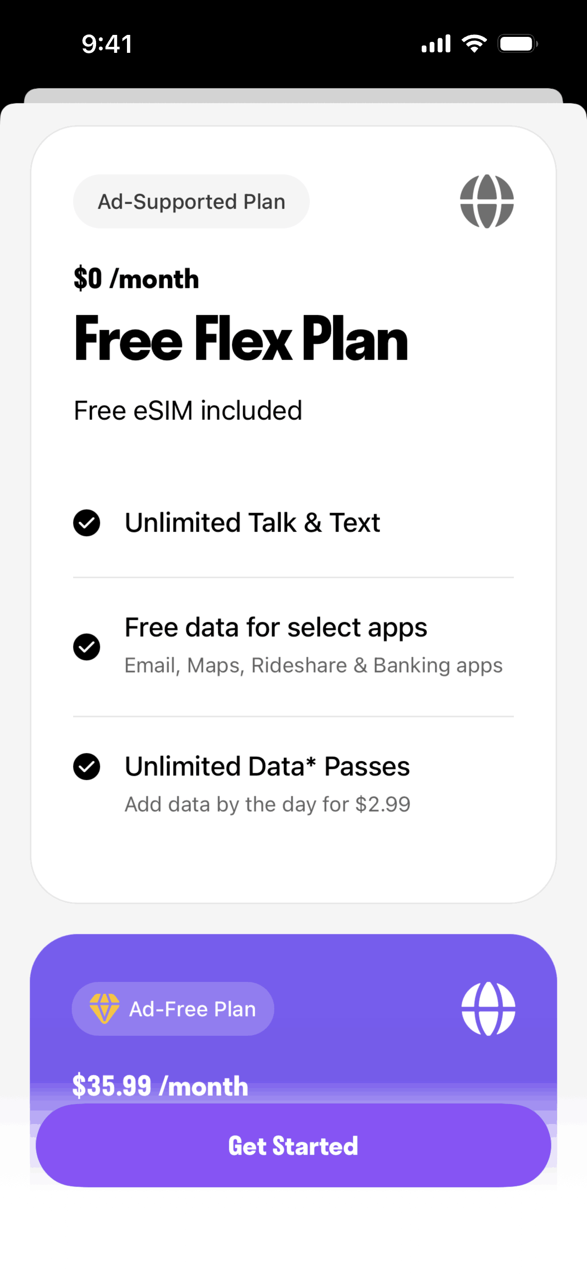 TextNow iOS onboarding screen — sign-up flow UI