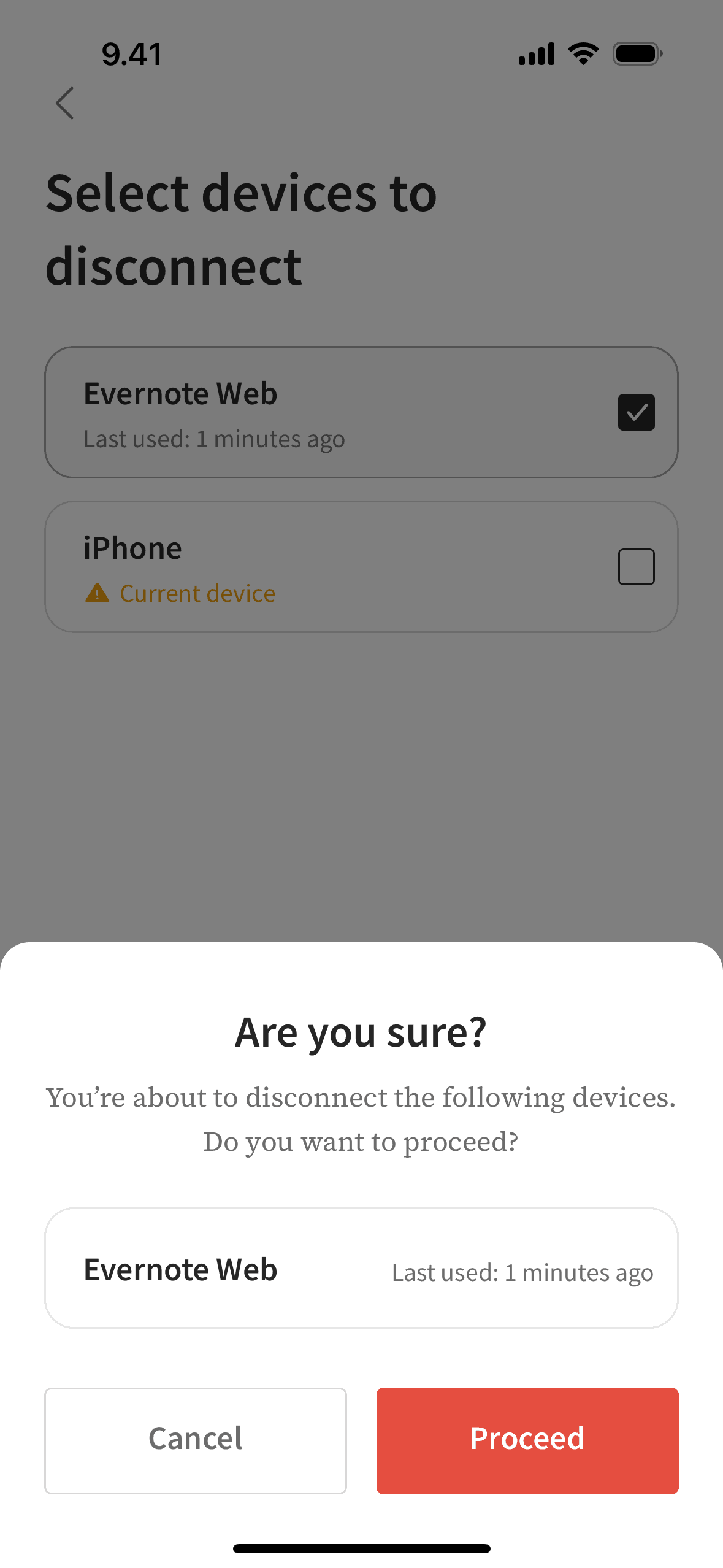 Evernote iOS screen 2