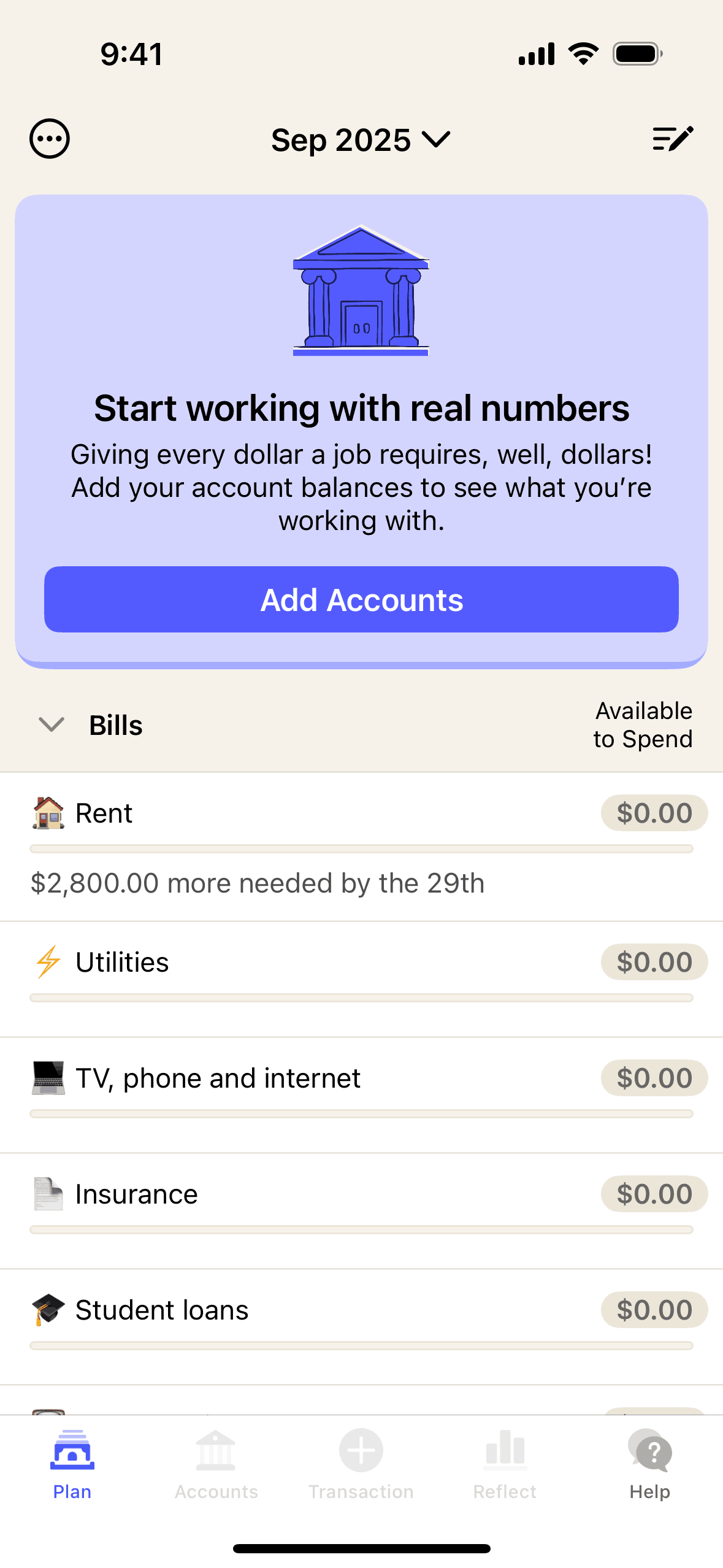 YNAB iOS screen 2