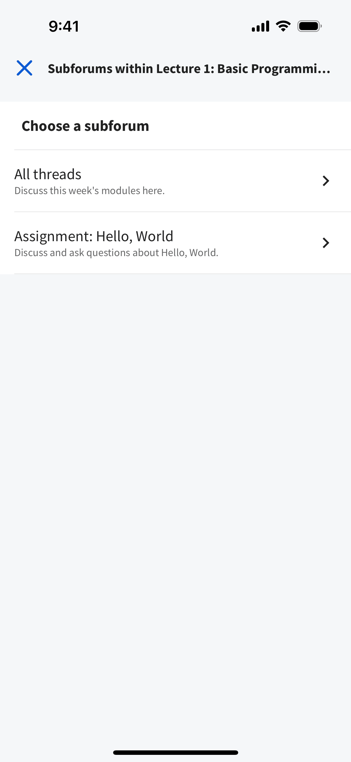 Coursera iOS screen 2