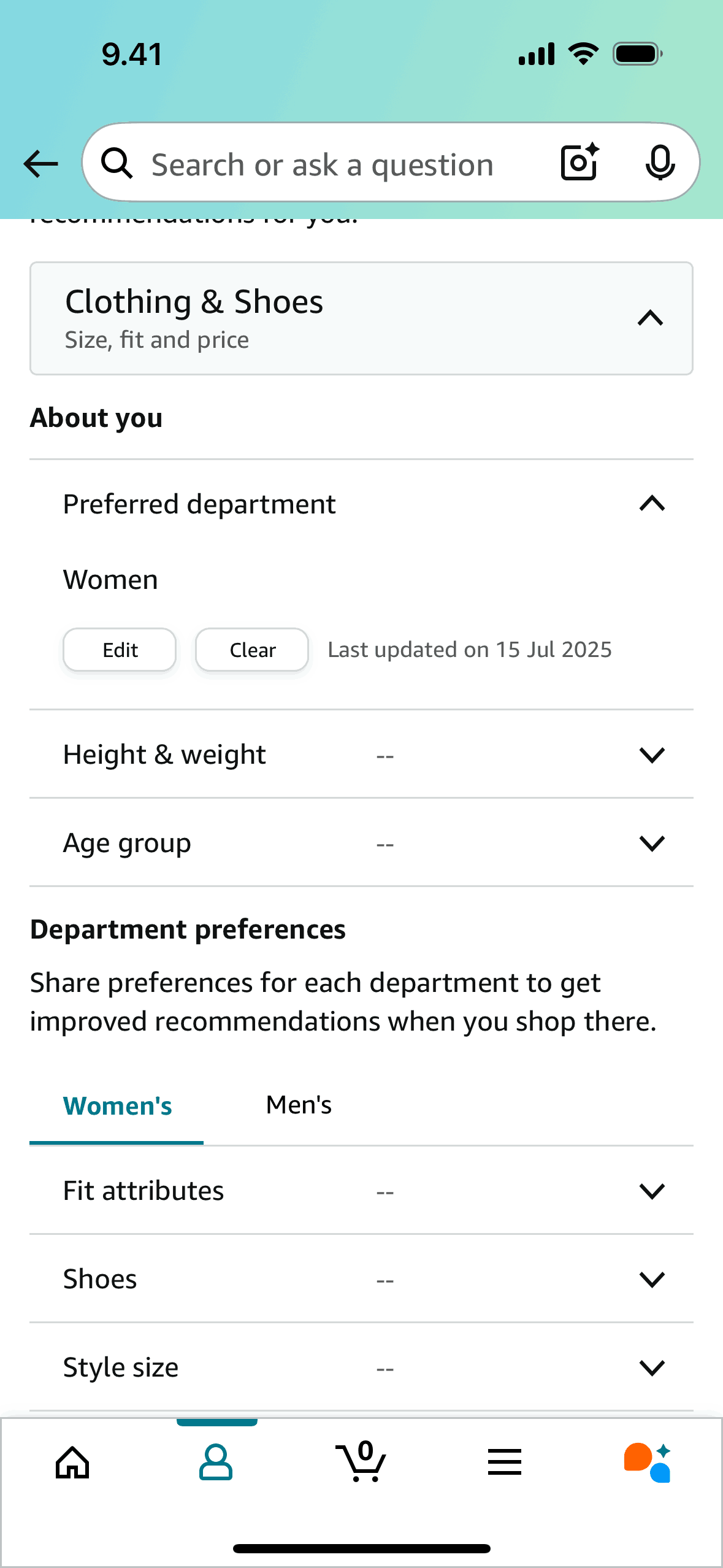 Amazon Shopping iOS screen 1