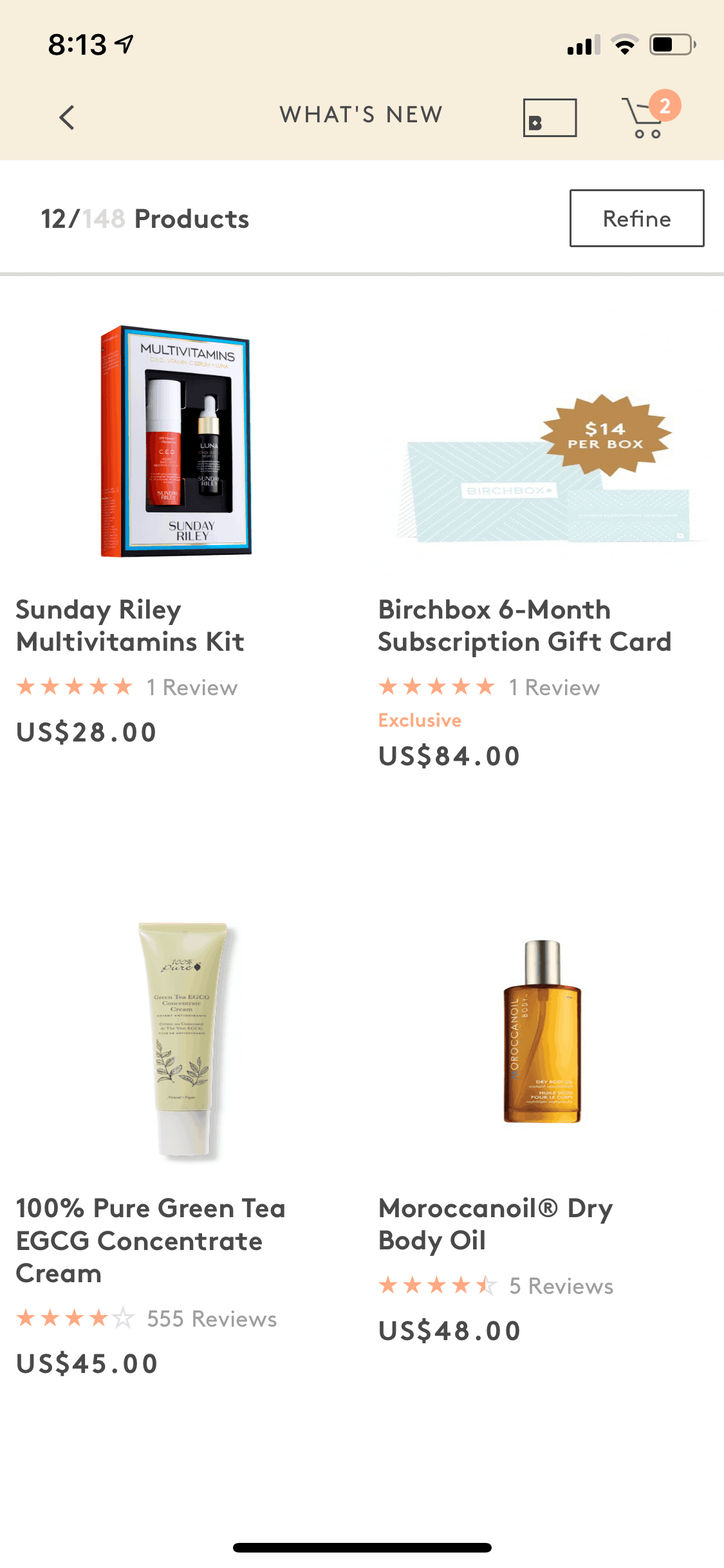 Birchbox iOS screen 4