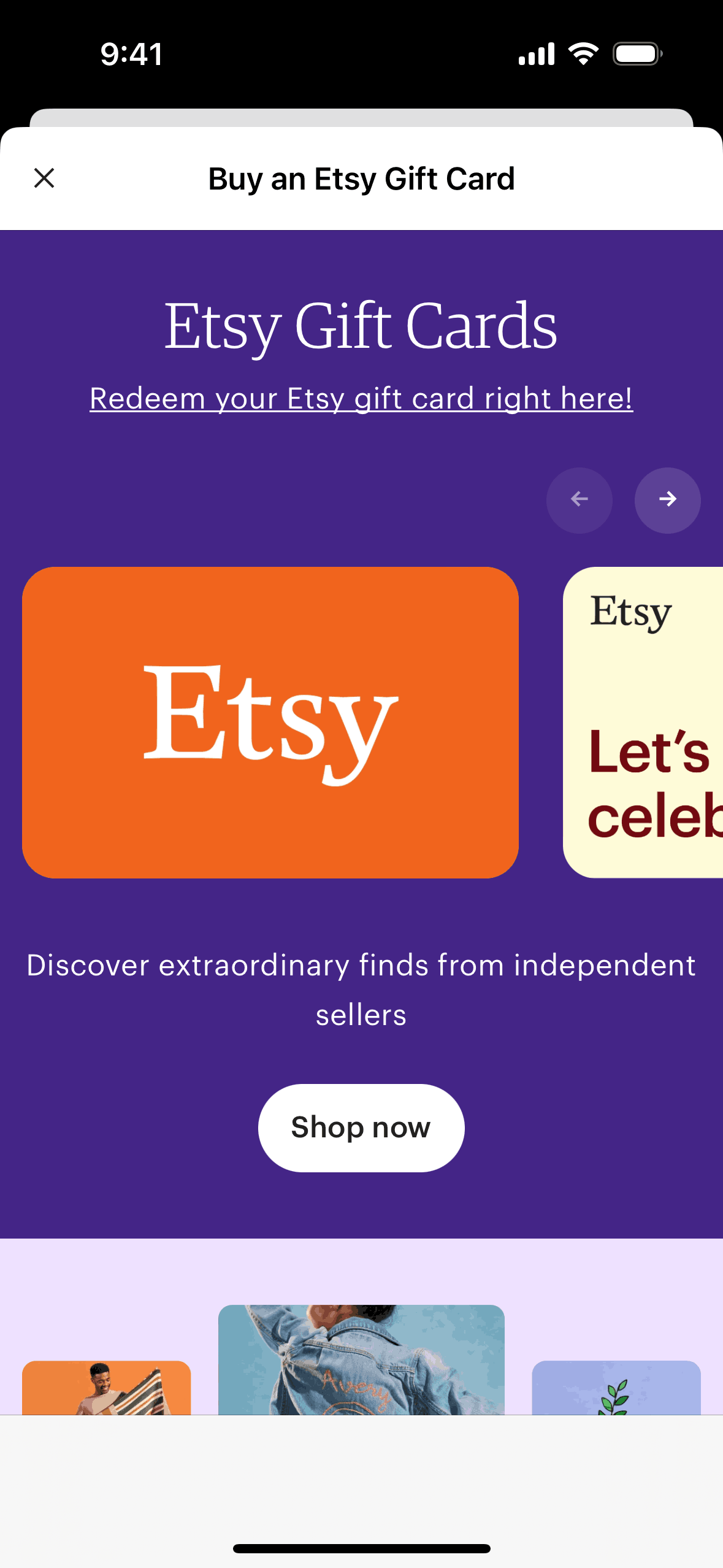 Etsy iOS screen 2