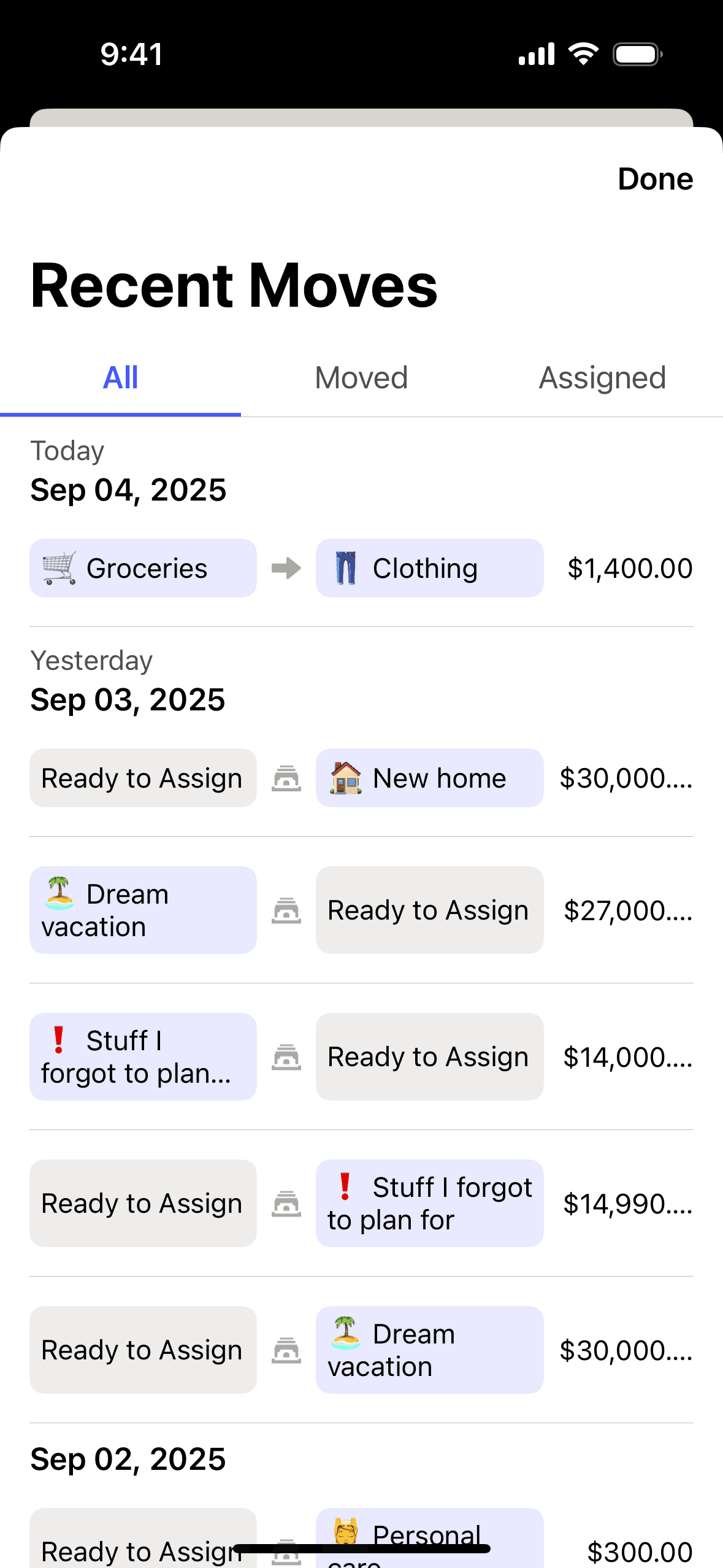 YNAB iOS screen 1