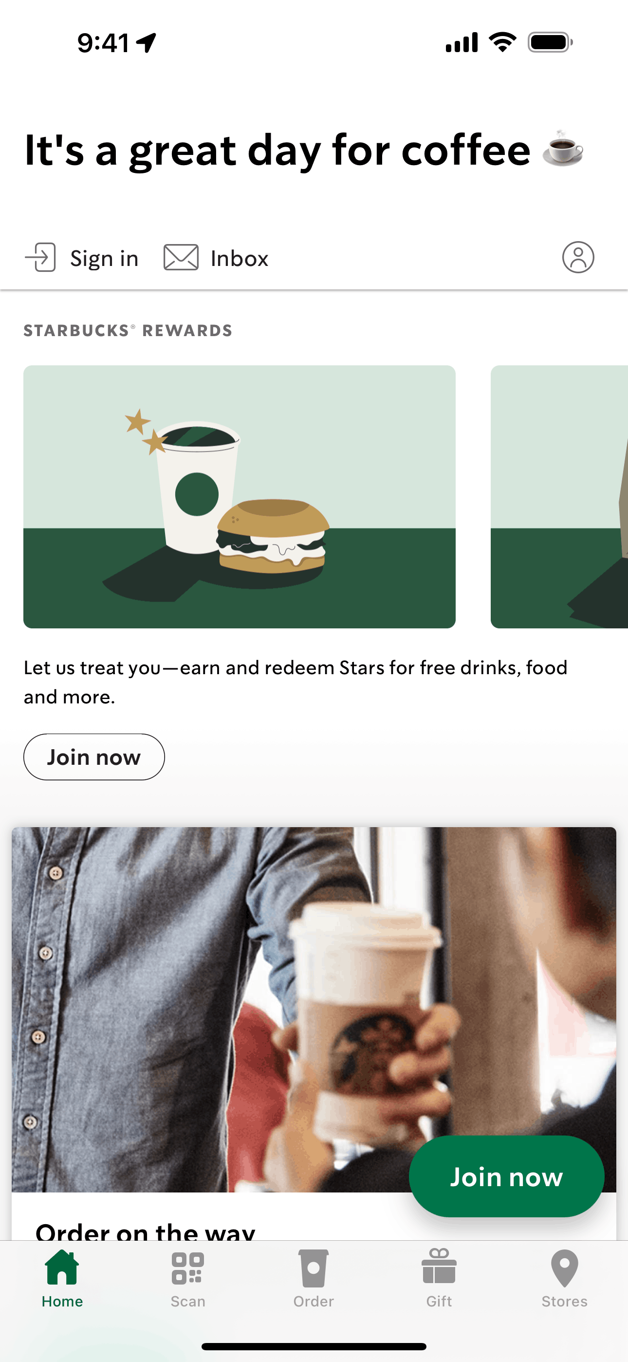 Starbucks iOS onboarding screen evidence from the 2026 Gummble onboarding study