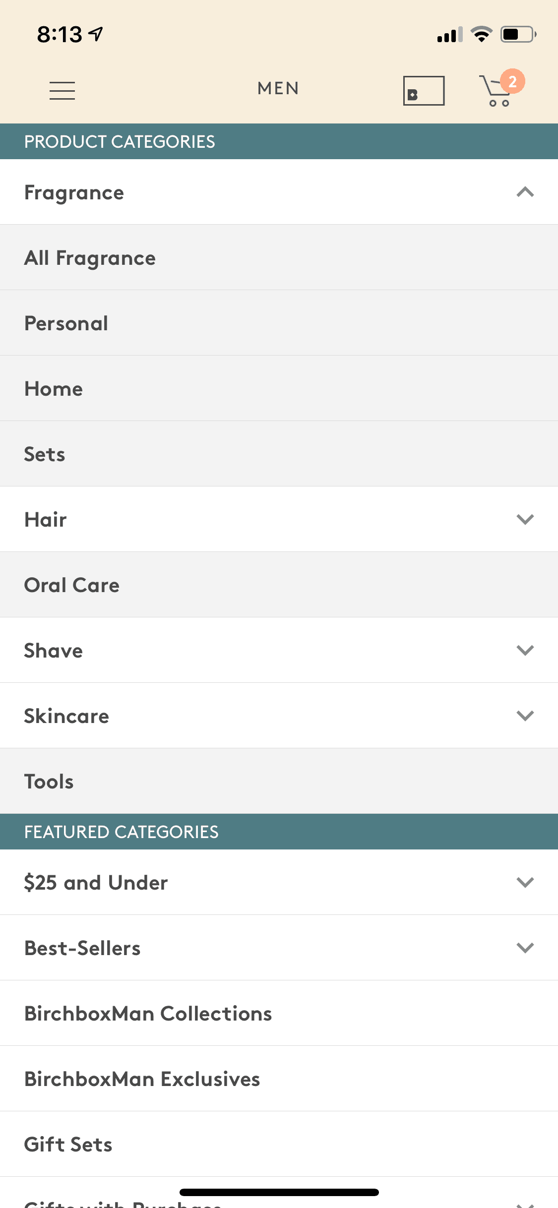 Birchbox iOS screen 3
