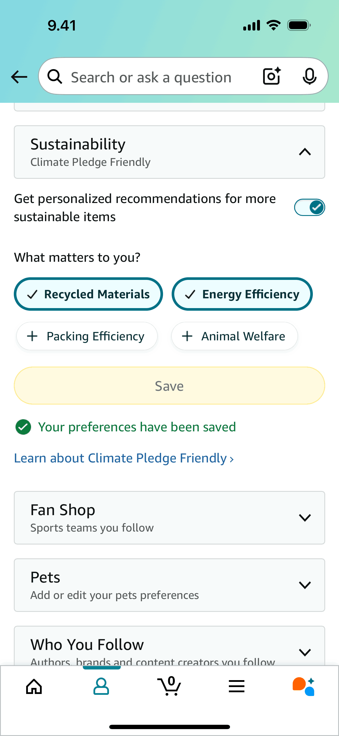 Amazon Shopping iOS screen 4