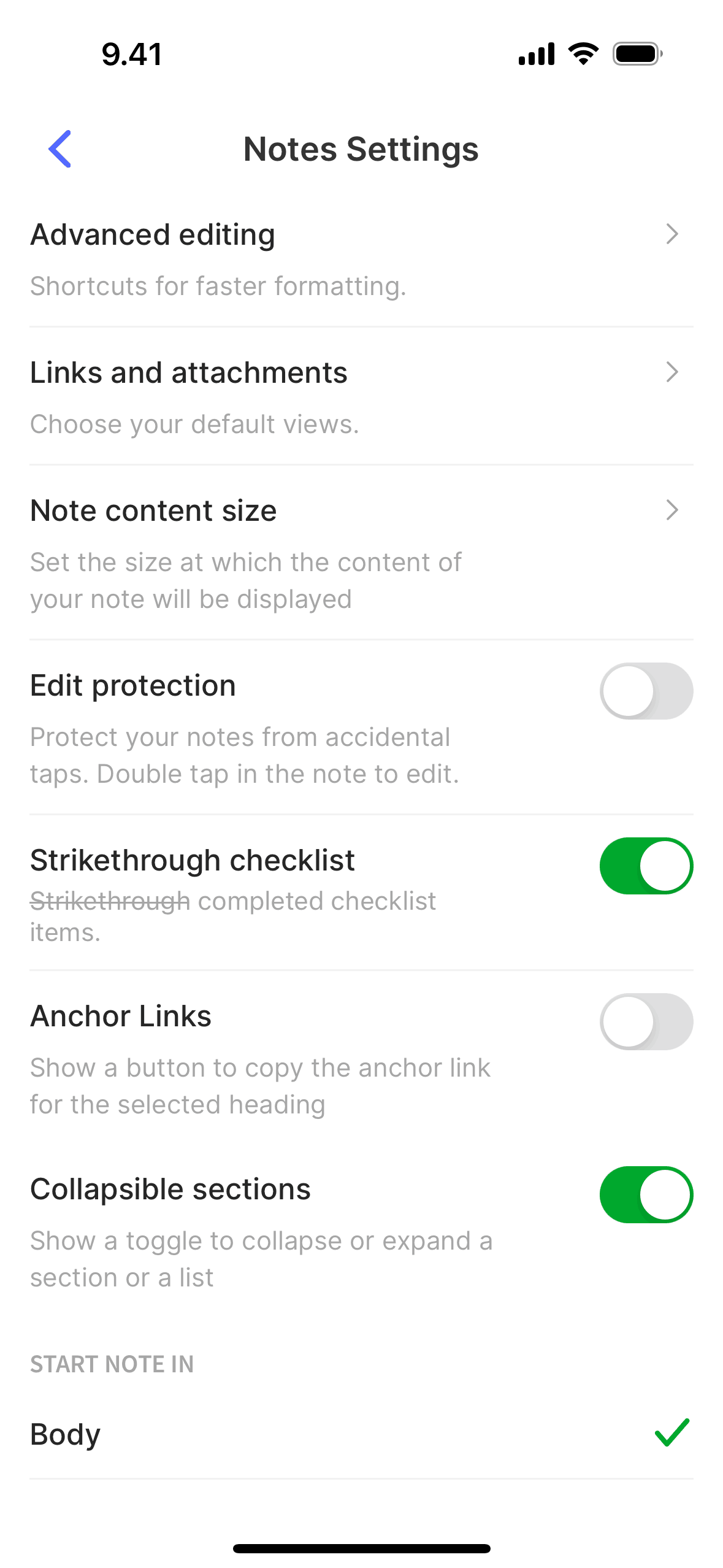 Evernote iOS screen 4