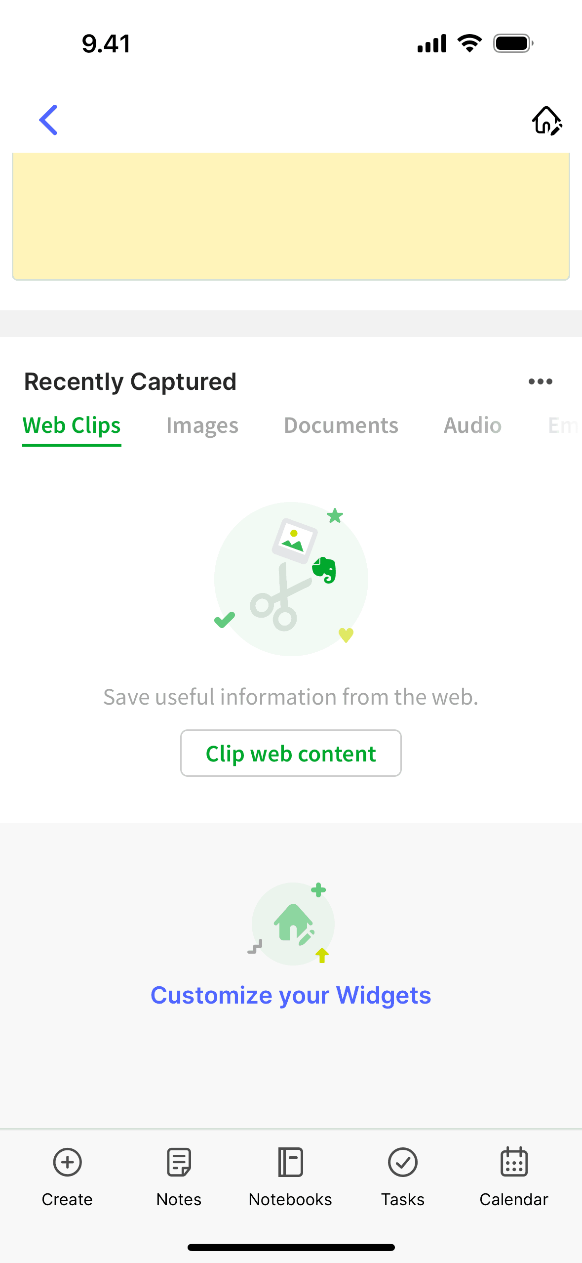 Evernote iOS screen 1